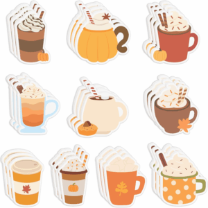 30 Pack Fall Coffee Cup Sticky Notes - Autumn Maple Leaf Pumpkin Self Sticky Writing Memo Pads for Latte Lover Office School Class Student Kids Gift Thanksgiving Party Favors Goodies Bag Filler