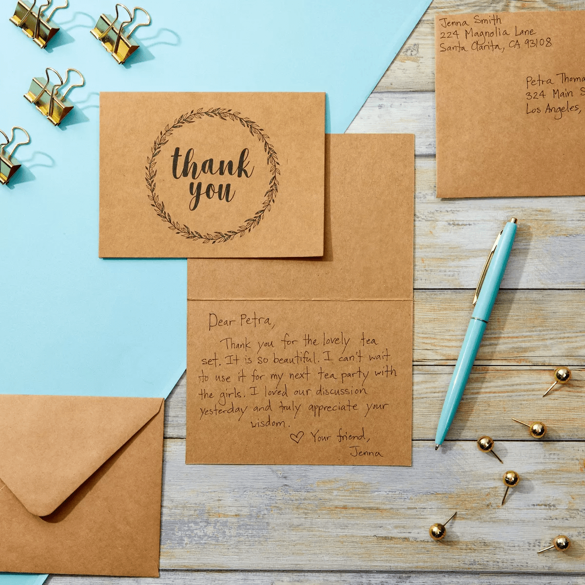 Best Paper Greetings 120 Pack 3.5X5-Inch Bulk Kraft Thank You Cards with Envelopes - Blank Appreciation Gift Notes for Wedding and Teachers - Image 3