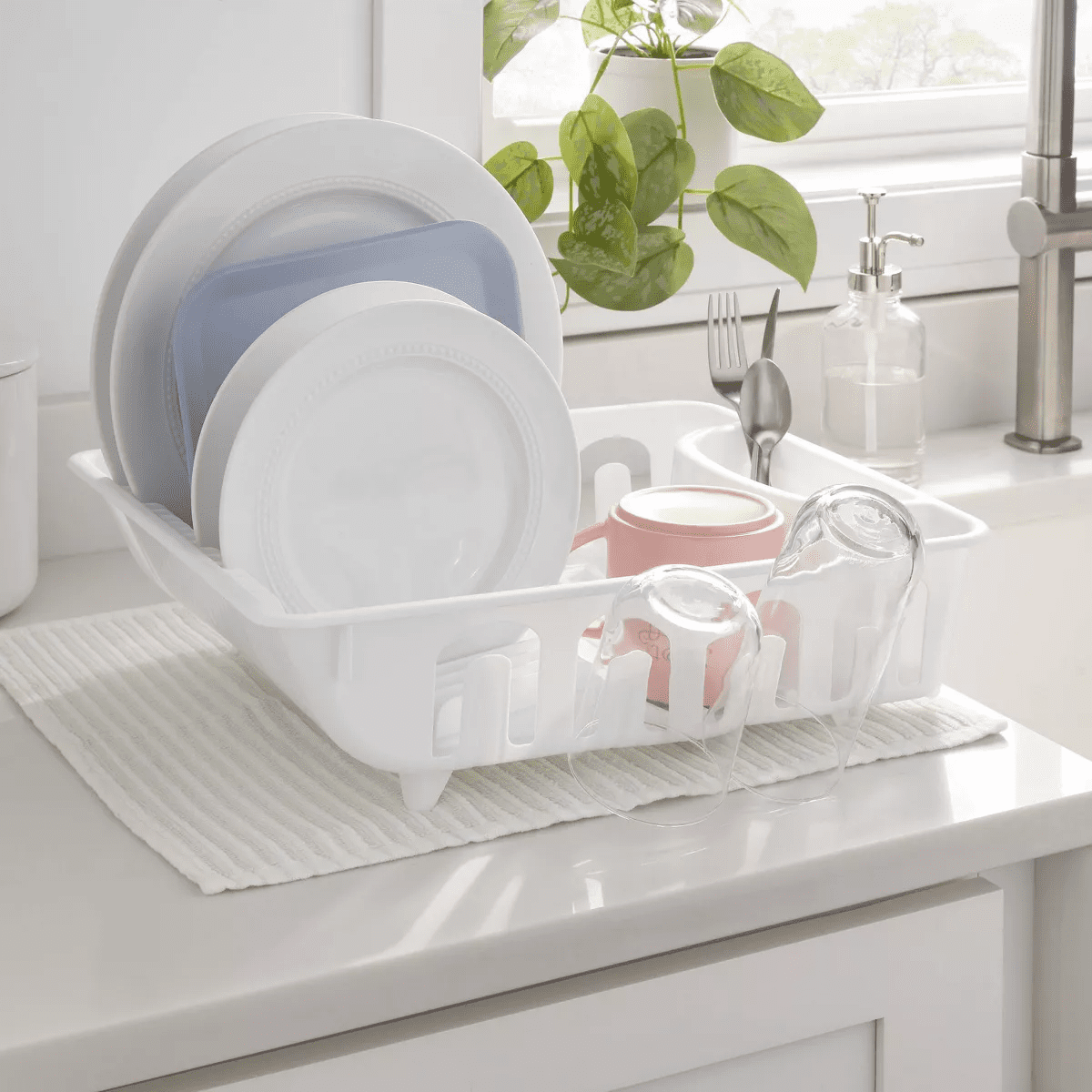 Plastic Dish Drainer White - Brightroom™: Freestanding Polypropylene Dish Drying Rack, Hand Wash, 17.4" Depth - Image 2