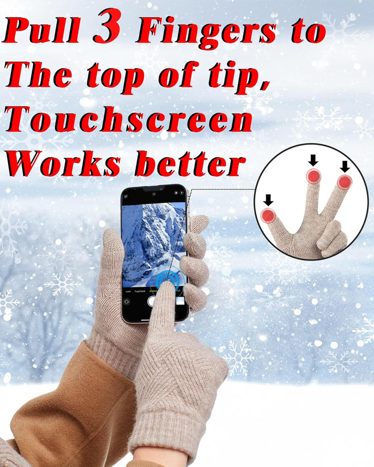 Winter Gloves for Women Touch Screen Elastic Thermal Knit Lining Warm Gloves for Cold Weather - Image 4