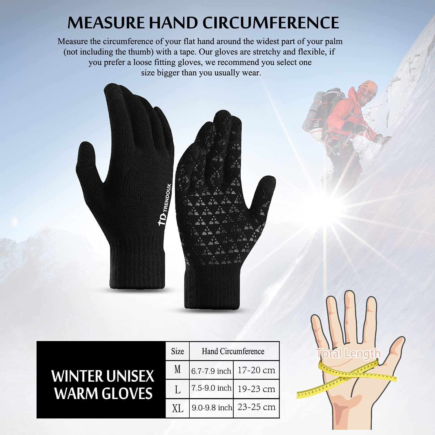 Winter Gloves for Men Women - Upgraded Touch Screen Cold Weather Thermal Warm Knit Glove for Running Driving Hiking - Image 5