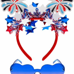 4Th of July Headband for Women Girls Red White Blue Star Headband Sunglasses Independence Day Patriotic Party Favors and Memorial Day Supplies