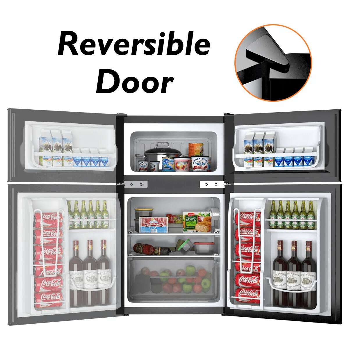 Costway Refrigerator Small Freezer Cooler Fridge Compact 3.2 Cu Ft. Unit Grey/Black/White - Image 10