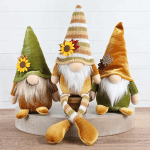 Fall Decor, 3PCS Fall Gnomes Plush for Tiered Tray Decor, Fall Decorations for Home, Fall Leaves and Dangle Legs Gnomes for Fall Thanksgiving Table Decorations