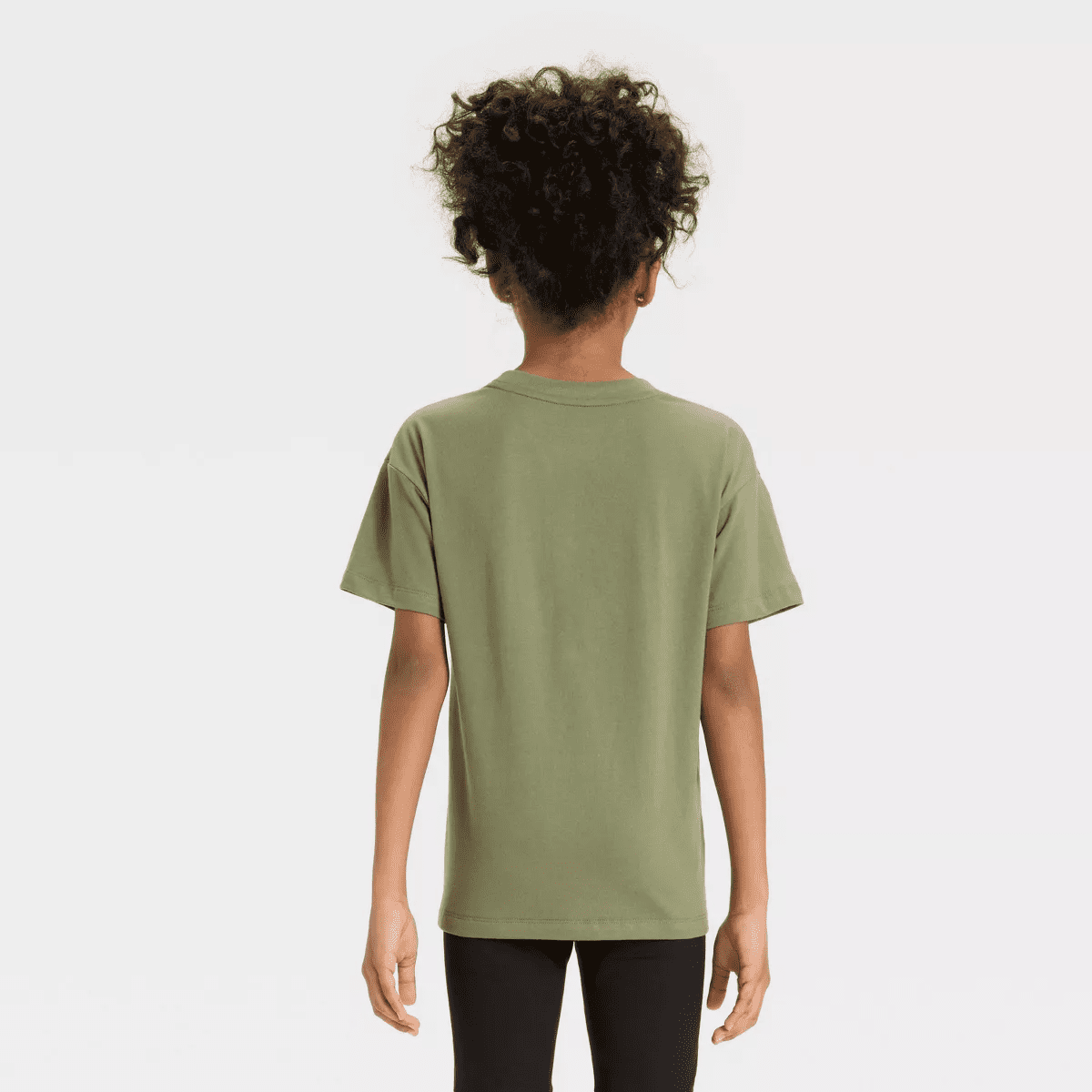 Girls' Short Sleeve Oversized Halloween Graphic T-Shirt - Cat & Jack™ Olive Green - Image 3