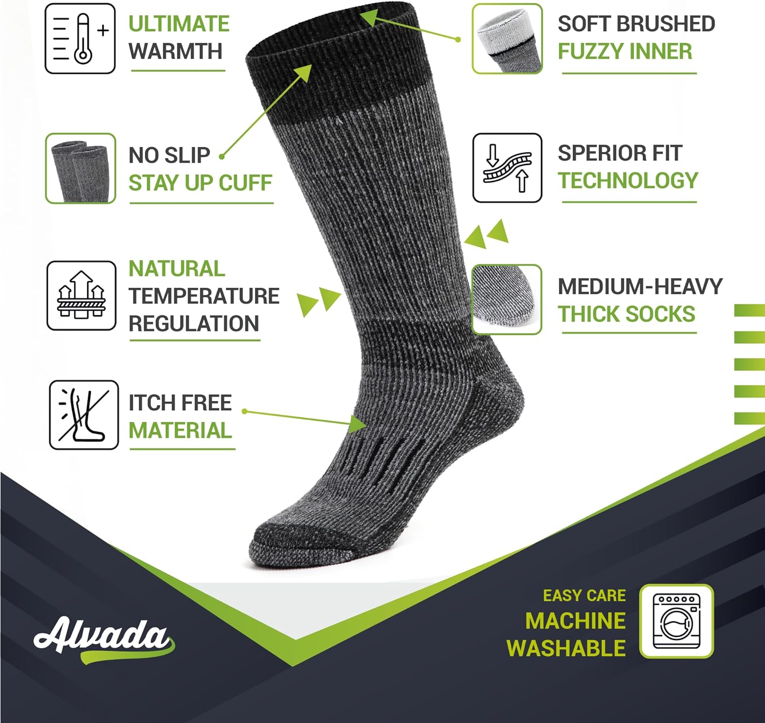 Warm Thermal Wool Socks for Winter Moisture Wicking and Breathable Cozy Boot Socks - Image 2