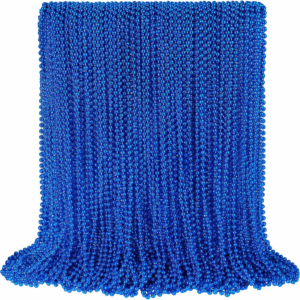 100 PCS Blue Bead Necklace, Blue Mardi Gras Beads Christmas Necklaces, 33" 4Th of July Patriotic Beaded Necklace, Parade Throw Accessories for Independence Day Mardi Gras Hanukkah Pirate Theme Party