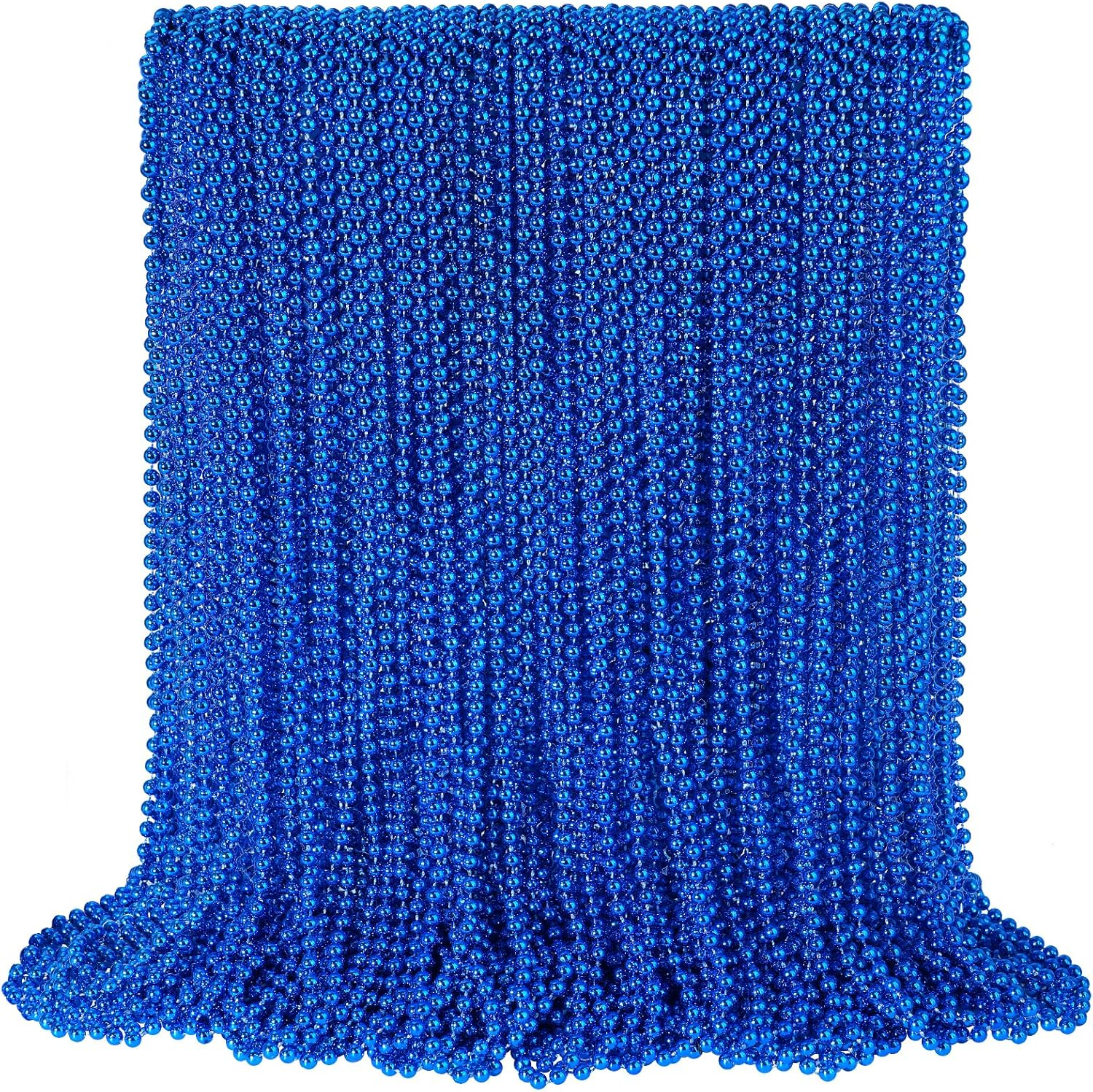 100 PCS Blue Bead Necklace, Blue Mardi Gras Beads Christmas Necklaces, 33" 4Th of July Patriotic Beaded Necklace, Parade Throw Accessories for Independence Day Mardi Gras Hanukkah Pirate Theme Party