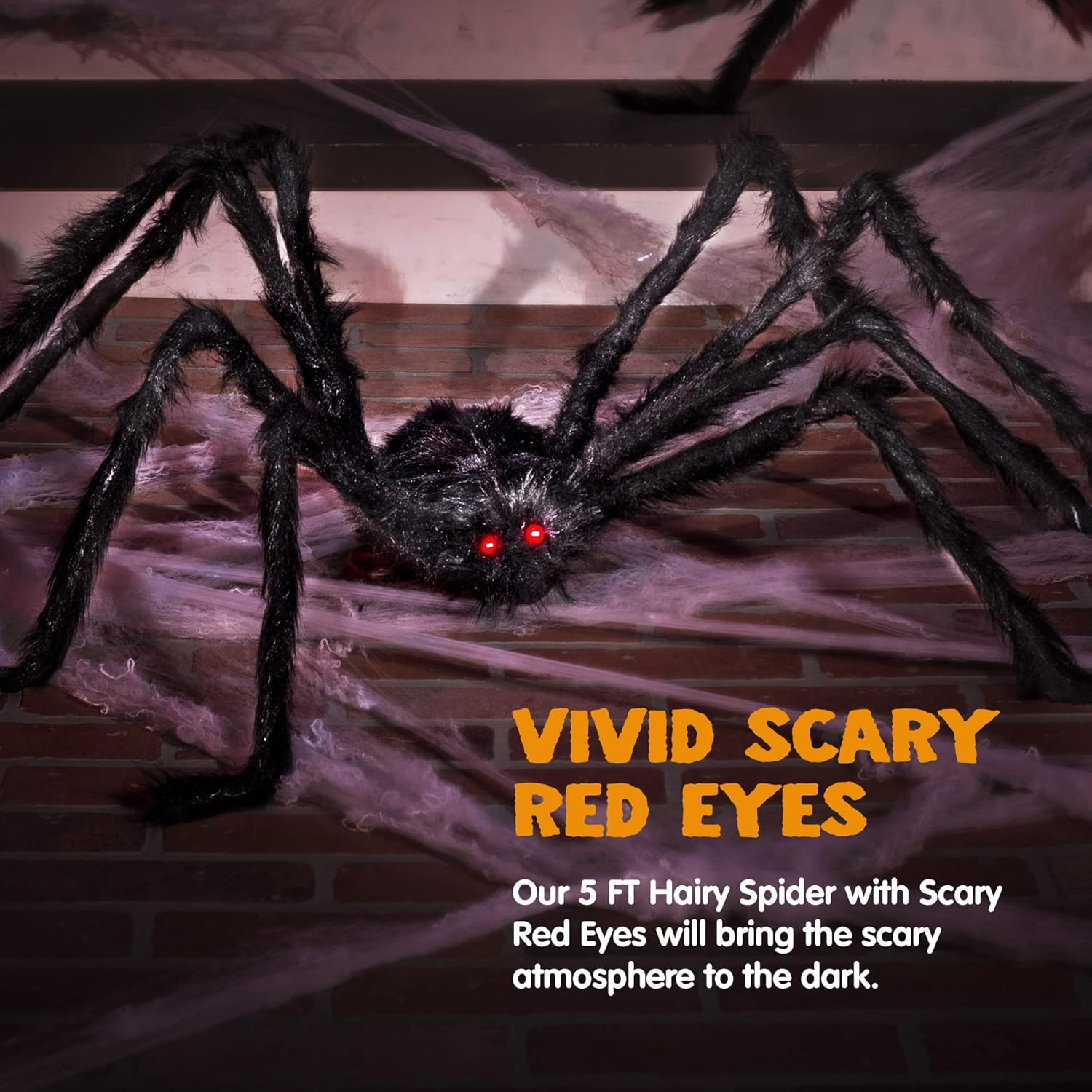 Halloween Outdoor Decorations Giant Spider, 5 Ft Large Spider for Yard Lawn Garden Patio Scary Halloween outside Decor, Indoor Haunted House Prop and Home Party Decor, Black - Image 4