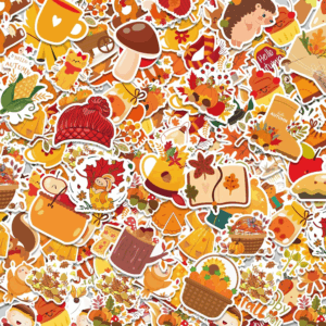 Fall Stickers - 100 PCS Thanksgiving Stickers | Autumn Pumpkin Maple Leaf Games Toys Gifts Fall Crafts Bulk Activities Party Favors Supplies for Friendsgiving Classroom Home