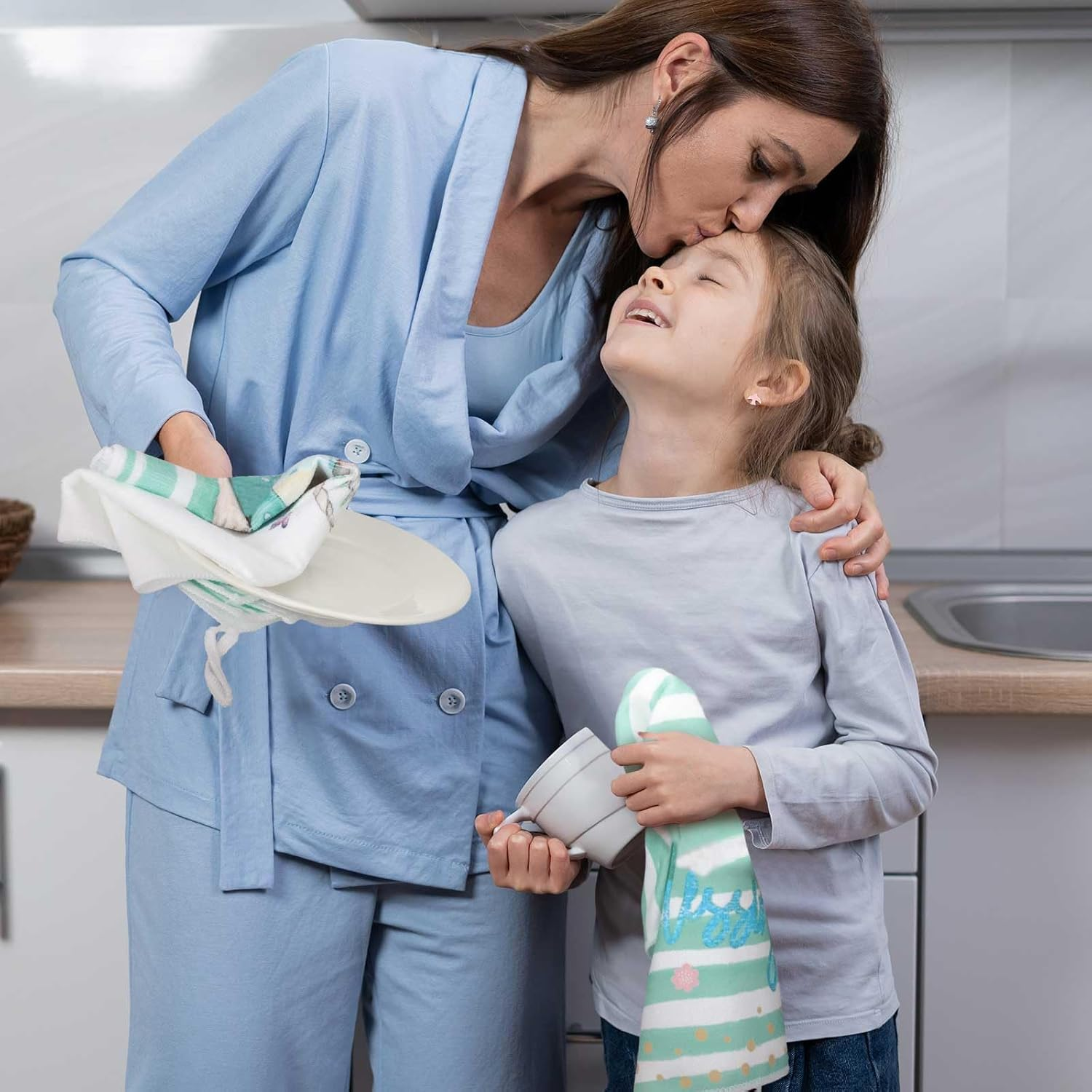 6 Pcs Easter Kitchen Towels Bunny Gnome Floral Hello Spring Dish Towels Easter Tea Towels Easter Kitchen Decor Spring Flowers Blessings Dishcloths for Bathroom Home Housewarming Decorations - Image 2