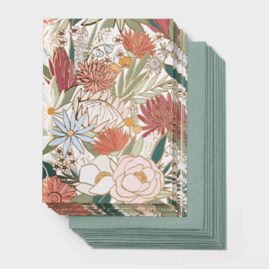 10Ct Floral Note Cards with Envelopes - Spritz™
