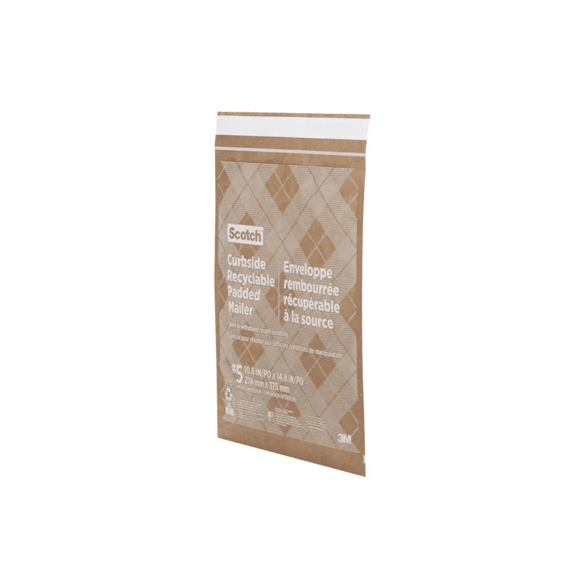 Scotch 10.5"X14.7"Curbside Recyclable Mailer Size 5: Self-Adhesive Padded Shipping Envelopes, Tan - Image 2