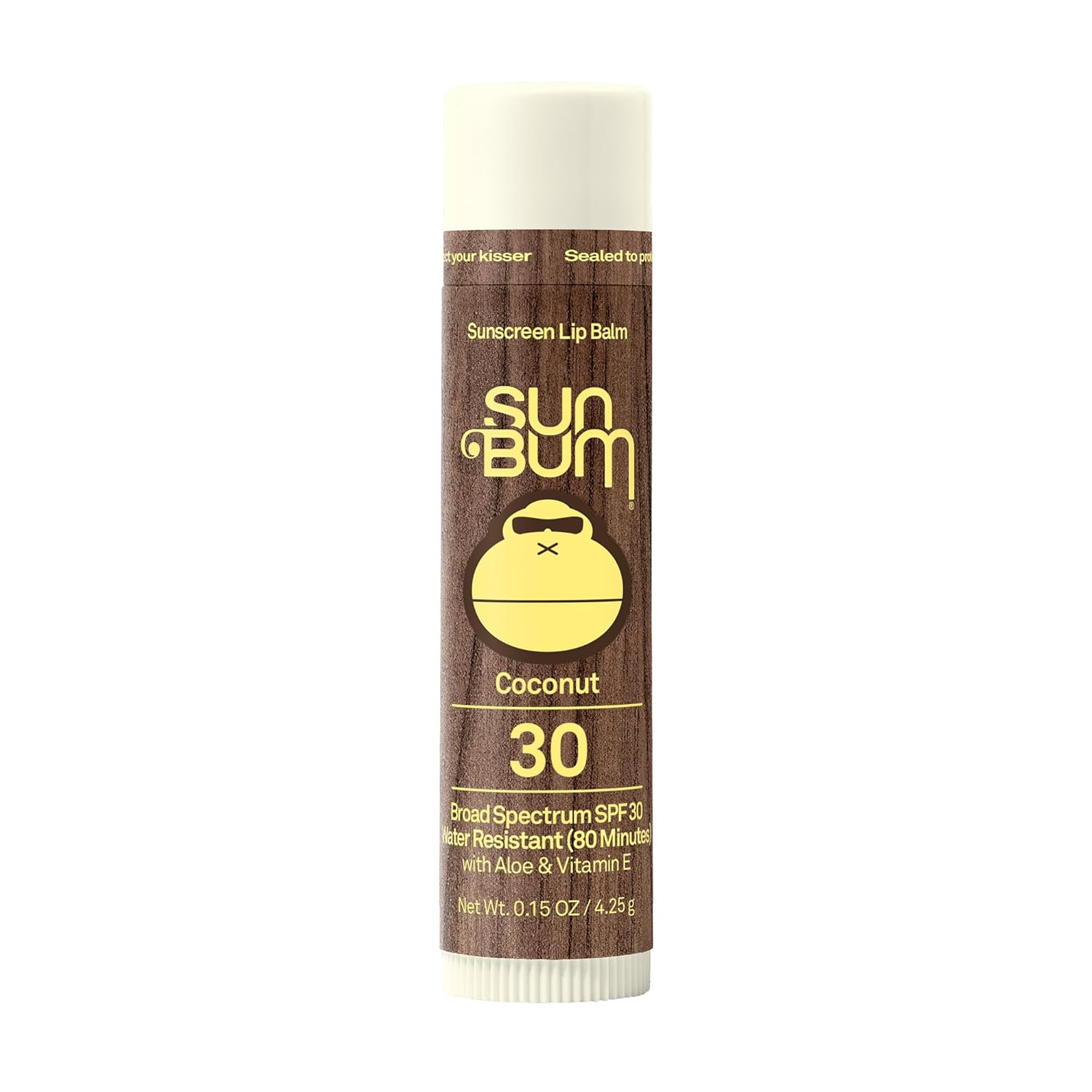 SPF 30 Sunscreen Coconut Lip Balm - Moisturizing Aloe Vera and Vitamin E - Vegan and Cruelty Free - Broad Spectrum UVA/UVB Lip Protection - 0.15 Oz Stick