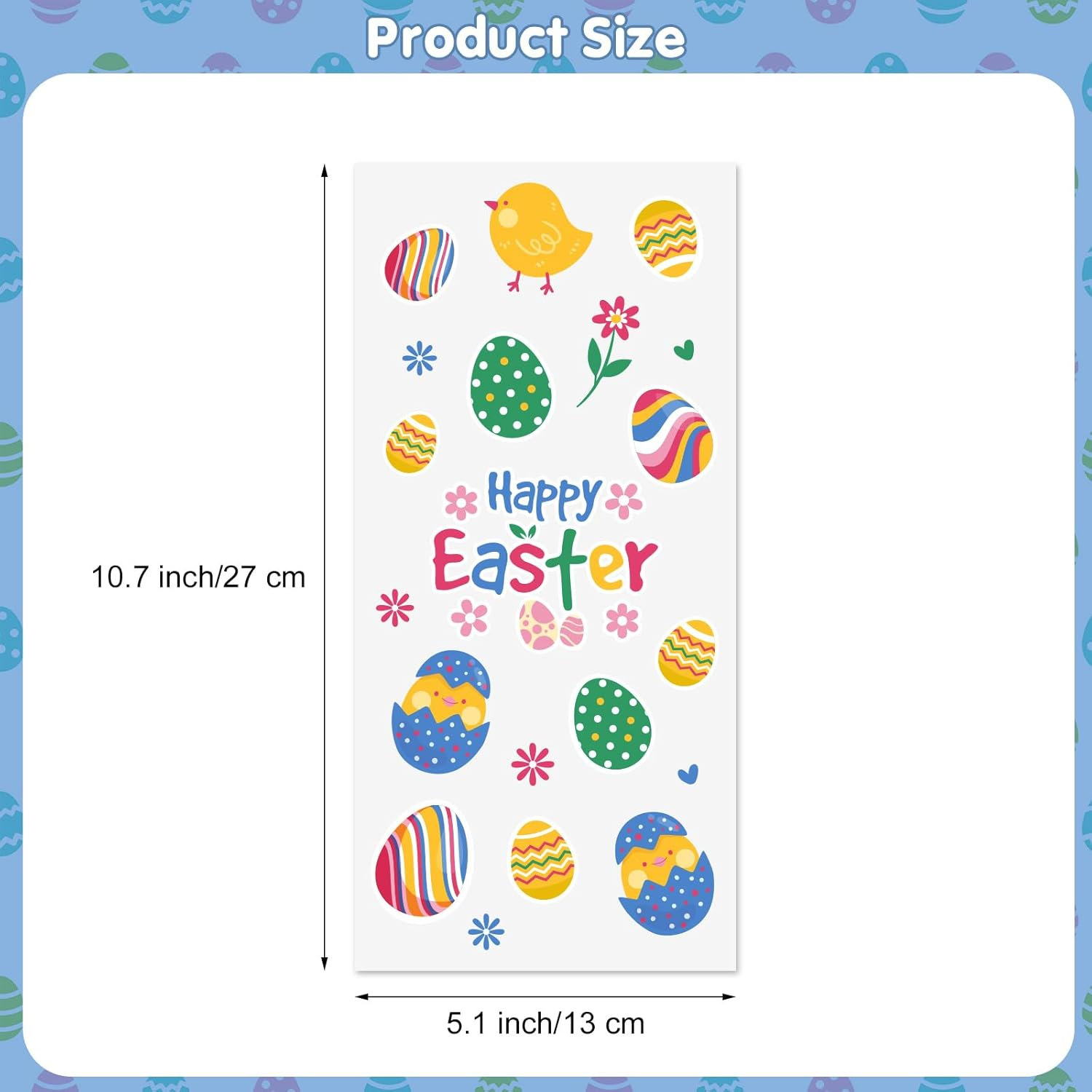 100 Pcs Easter Treat Bags - Happy Easter Gift Bag, Easters Eggs Plastic Cellophane Bag, Clear Colorful Easters Bunny Goodie Candy Favor Bags with Gold Twist Ties for Easte Party Favors Supplies - Image 3