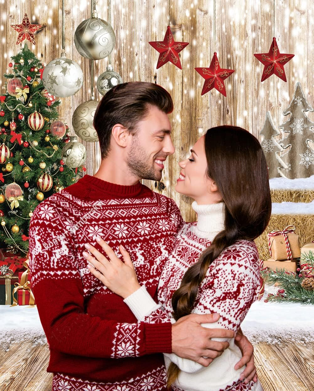 5X7FT Christmas Backdrop Wood Floor Winter Snow Xmas Tree Gift Family Party Background New Year Party Decoration - Image 2