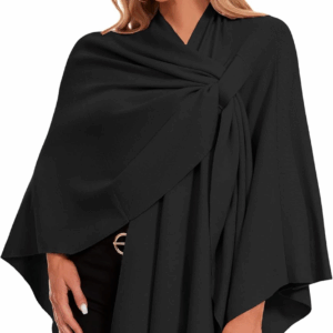 Womens Elegant Cross Front Shawl Wraps Knitted Ponchos Cape Light Weight Poncho Sweater Soft Warm Travel Wraps