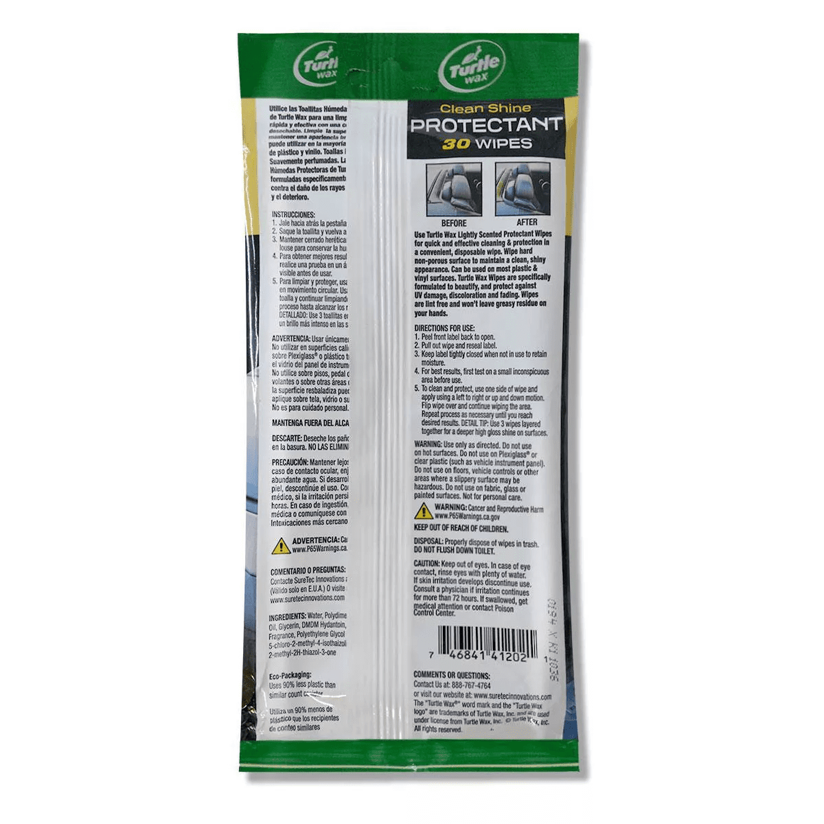 Turtle Wax 30Ct Protectant Auto Wipes Pouch: Car Cleaning Wipes, Prevents Fading & Discoloration, Floral Elderflower Scent - Image 2