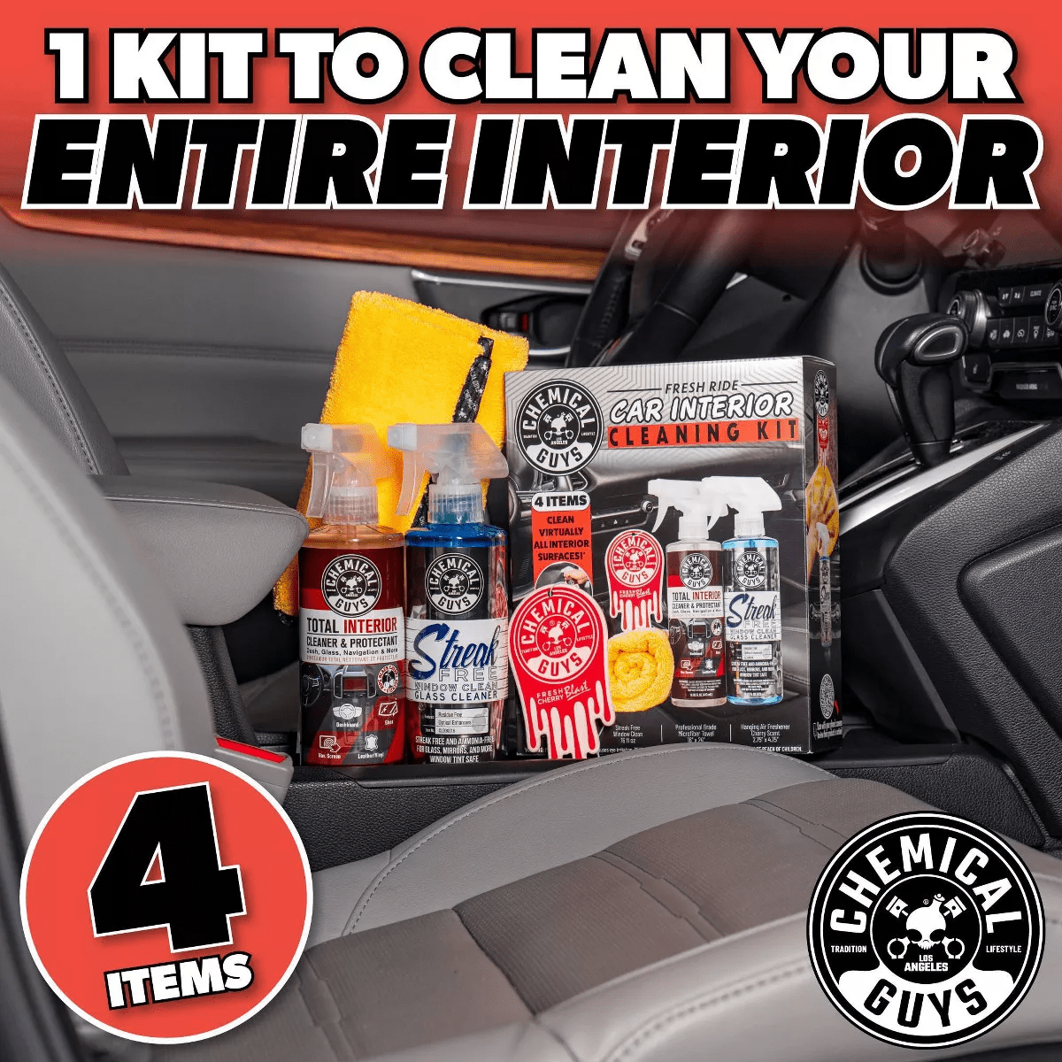Chemical Guys 4Pc Interior Essentials: Liquid Automotive Cleaning Kit for Car Care, Scented Cleaners - Image 5
