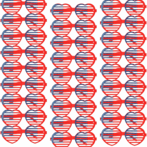 28 Pcs Patriotic Glasses American Flag Shutter Glasses Plastic Heart Shaped Sunglasses USA Independence Day Party Favors, Patriotic Decorations Red White and Blue Sunglasses