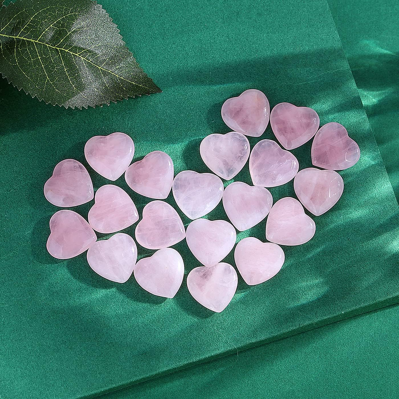 20 PCS Rose Quartz Heart Crystals Natural Crystal Polished Healing Cute Mini Pocket Stones Palm Thumb Love Gemstones Set Bulk Wholesale Reiki Energy Balancing Meditation Pink Heart Gifts for Mother Women - Image 2
