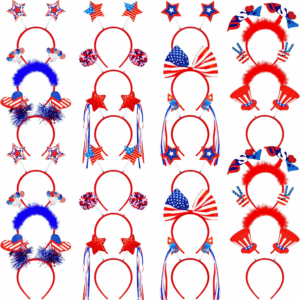 12PCS 4Th of July Headband, USA Headbands, Patriotic Headbands Head Boppers for Independence Day Parade Celebration