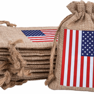 20Pcs 4Th of July Drawstring Gift Bags Patriotic American Flag Treat Goodie Bags Rustic Party Favor Pouch Bag for Independence Day Memorial Day Veterans Day Labor Day DIY Crafts Decor, 4 X 6
