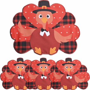 Red Placemats Set of 4, Turkey Table Mats for Easter & Thanksgiving, Washable Fall Place Mats for Kitchen Dining Party Decoration