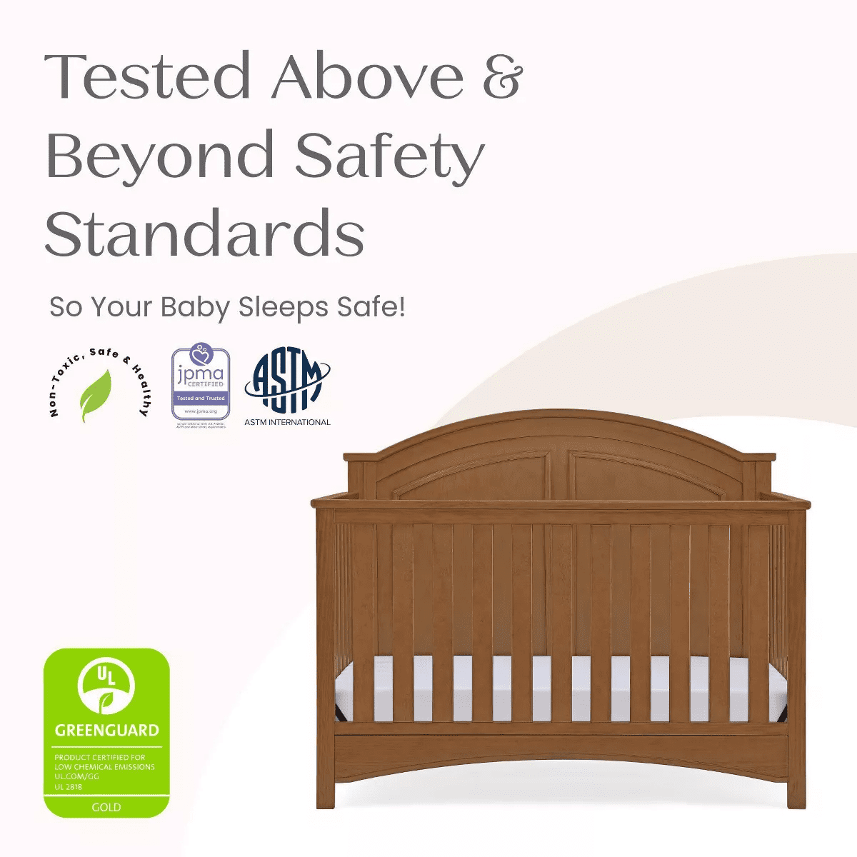 Delta Children Perry 6-In-1 Convertible Crib - Greenguard Gold Certified - Image 5