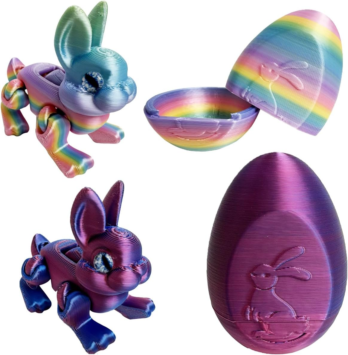 3D Bunny Rabbit Collectible Figurines, Colorful 2Pcs, Easter Gift, Modern Style, 2 Count - Image 6