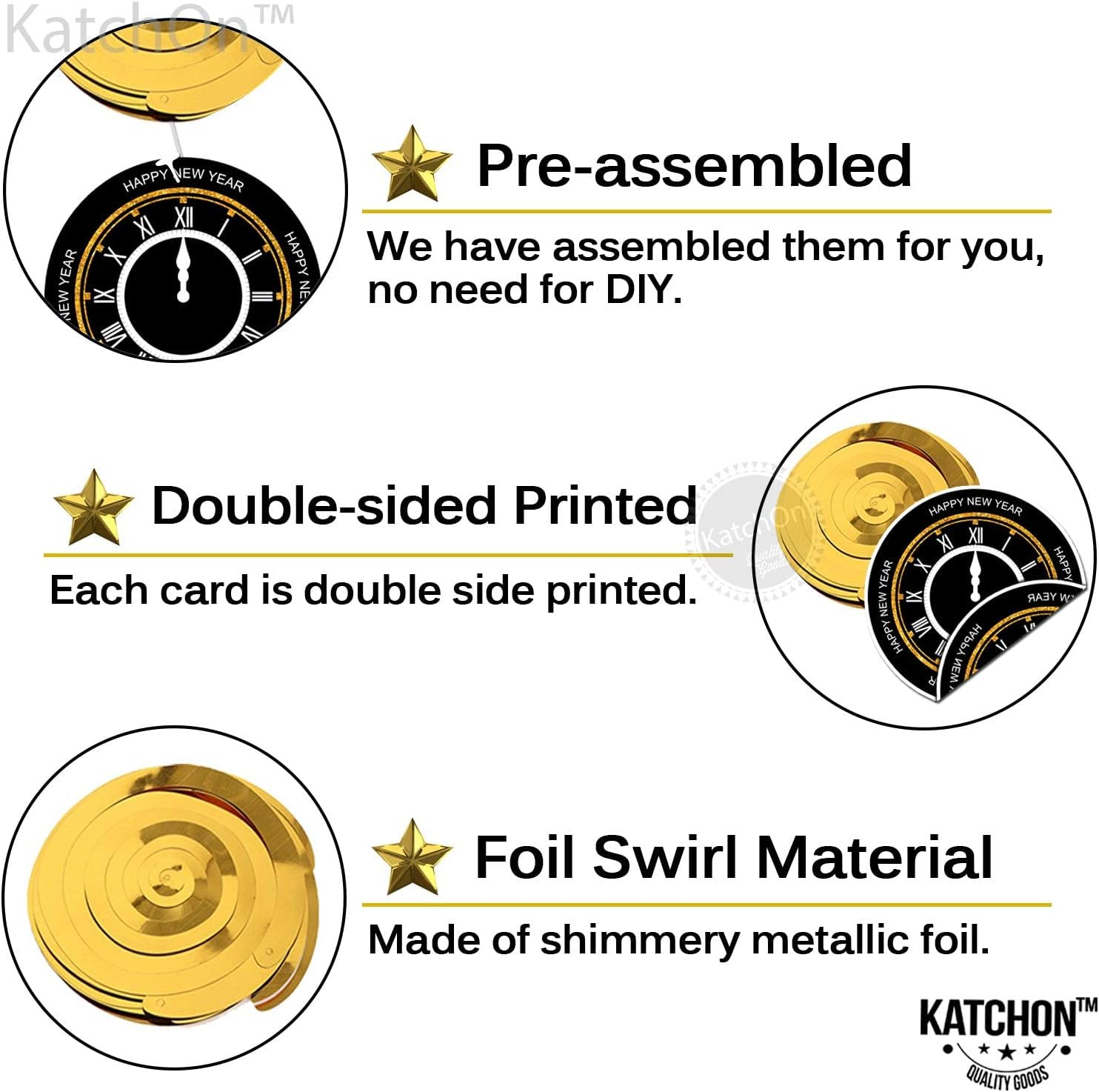 , Happy New Year Hanging Swirls - Pack of 30 | Black and Gold New Years Eve Party Supplies 2026 | Happy New Year Decorations 2026 - Image 6