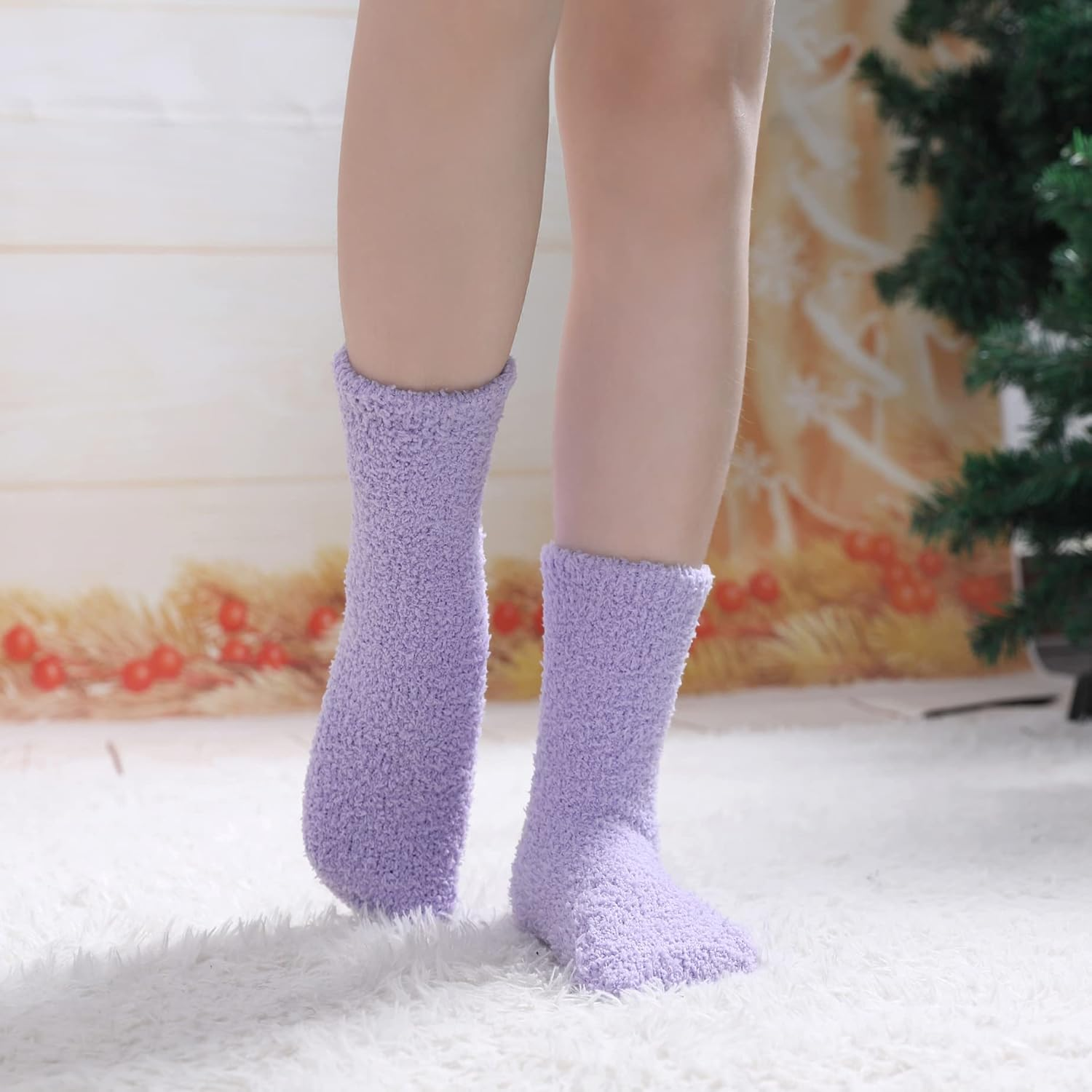Womens Fuzzy Socks Cozy Fluffy Winter Warm Slipper Socks Microfiber Soft Home Sleeping Socks - Image 2