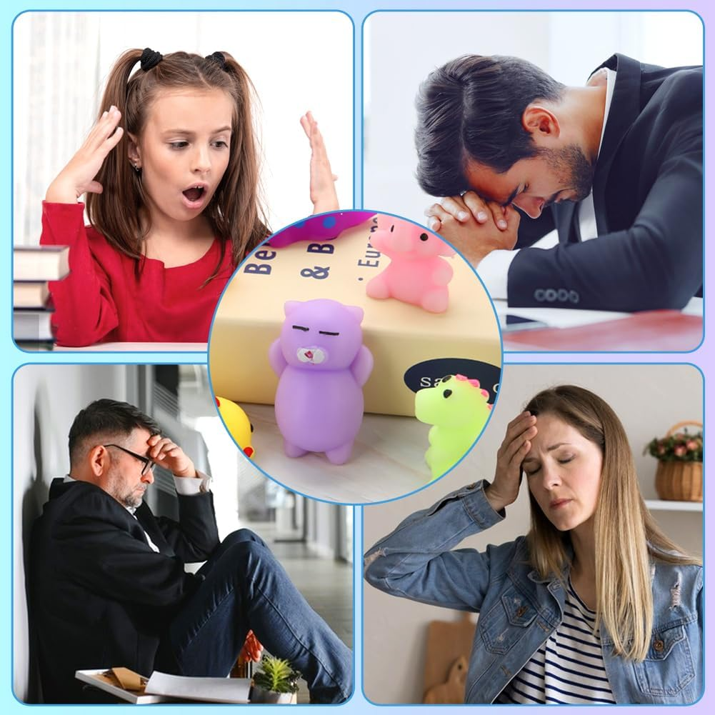 Squishies Squishy Toy 24Pcs Party Favors for Kids Mochi Squishy Toy Moji Kids Mini Kawaii Squishies Mochi Stress Reliever Anxiety Toys Easter Basket Stuffers Fillers with Storage Box - Image 4