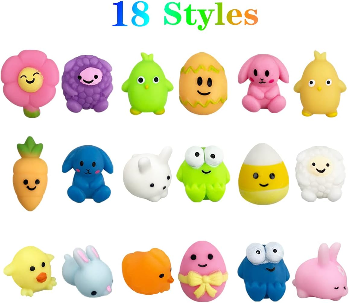 36 PCS Easter Mochi Squishy Toys Stress Relief Squishies for Kids Boys Girls Toddlers Easter Basket Stuffers Egg Fillers Gifts Party Favors - Image 2