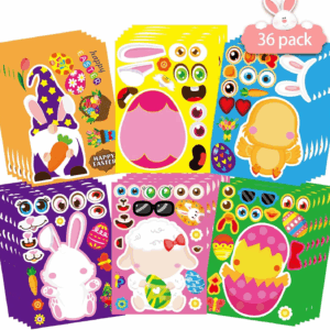 36 Sheet Easter Stickers for Kids,Easter Basket Stuffers,Make a Face Sticker with Animal Egg Themed,Make Your Own Stickers,Decorations Gift Kids Party Favor Supplies Crafts
