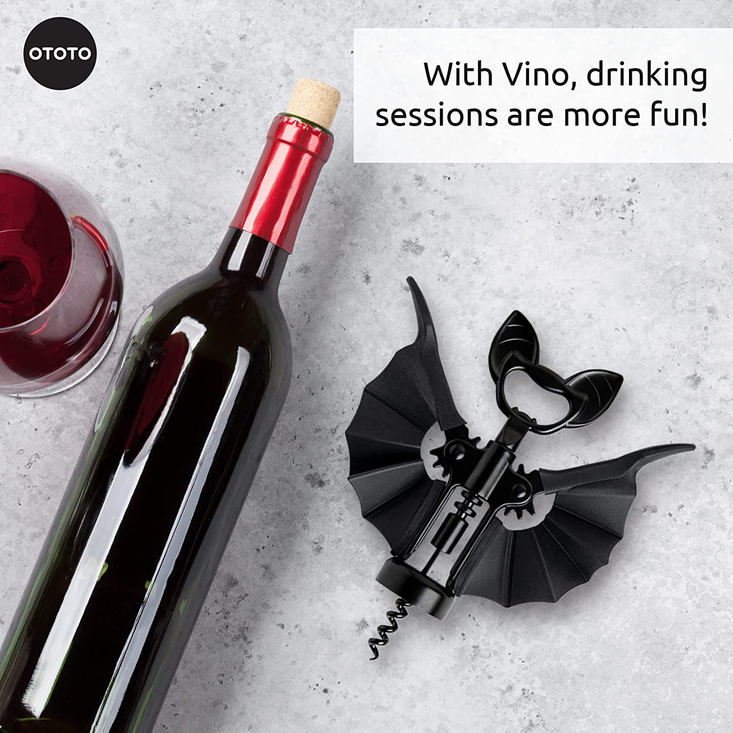 Vino Spooky Bat 2-In-1 Wine & Beer Opener, Corkscrew & Bottle Opener - Goth Wine Accessories & Gifts for Wine Lovers - Image 7