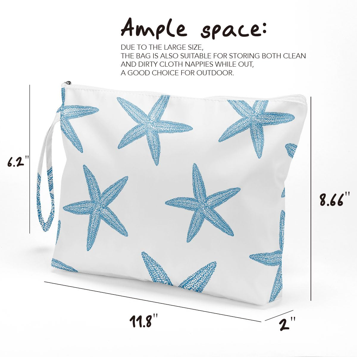 Wet Bag, Travel Wet Dry Bag Water Proof Beach Bags for Swimsuit Beach Pool Diapers Dirty Yoga Gym Clothes Zipper Pouch, for Women Sister Friends Ocean Sea Shells Makeup Bag - Image 6