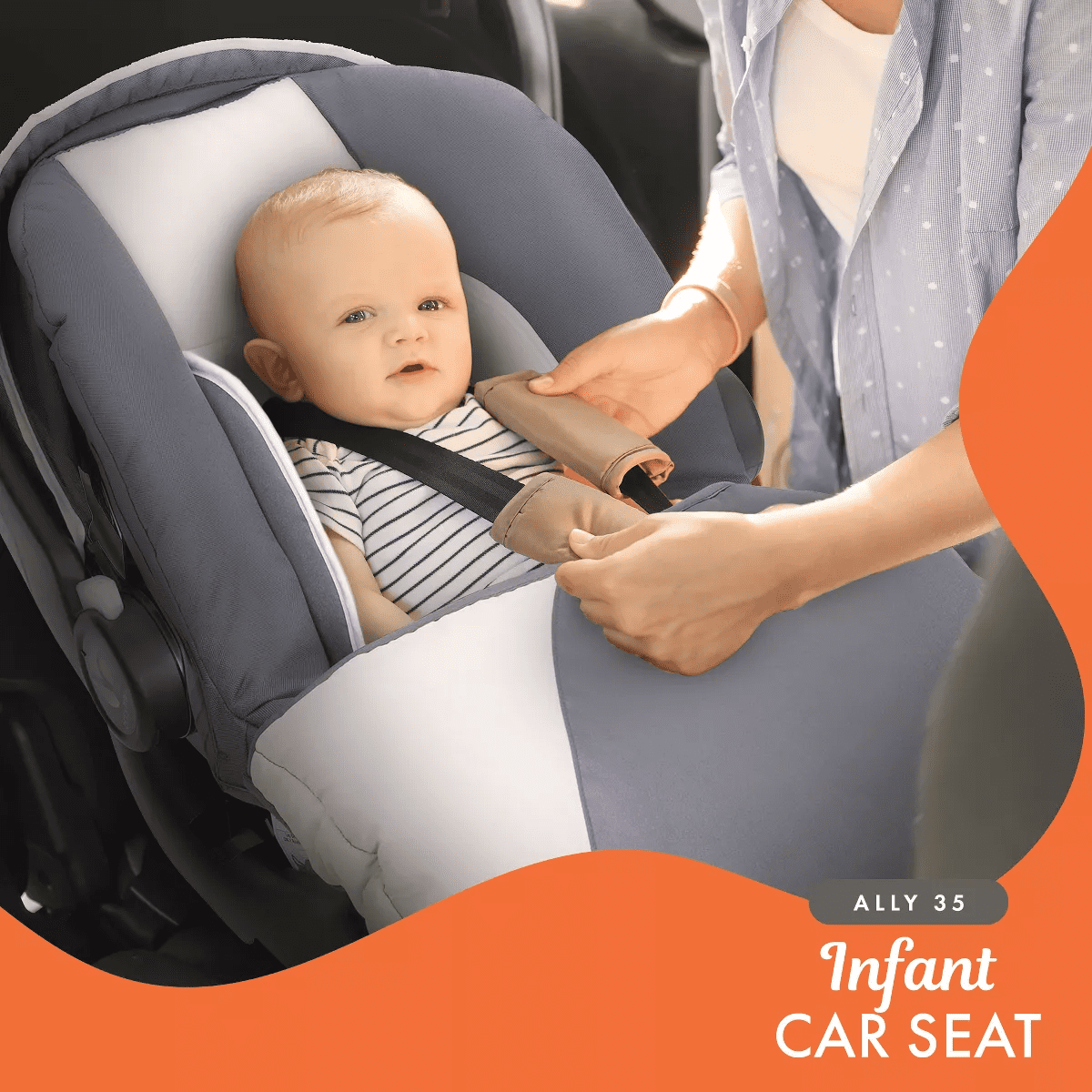 Baby Trend Ally Newborn Baby Infant Car Seat Carrier Travel System with Harness and Extra Cozy Cover for Babies up to 35 Pounds, Modern Khaki (2 Pack) - Image 5