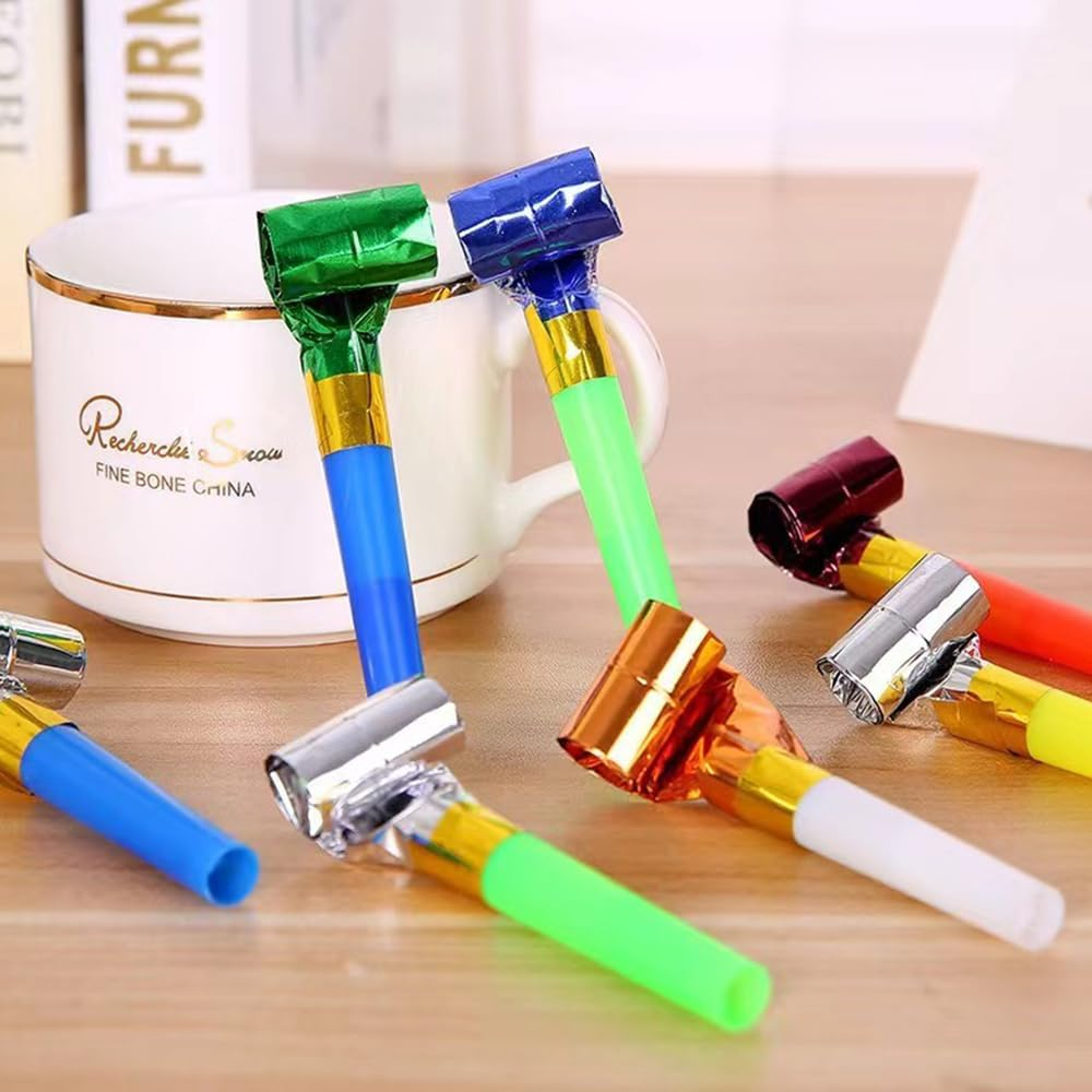100 Pcs Party Blower, Colorful Birthday Noisemakers Funny Birthday Blow Horns Squawkers Party Whistles New Years Party Favors for Kids Adults - Image 4