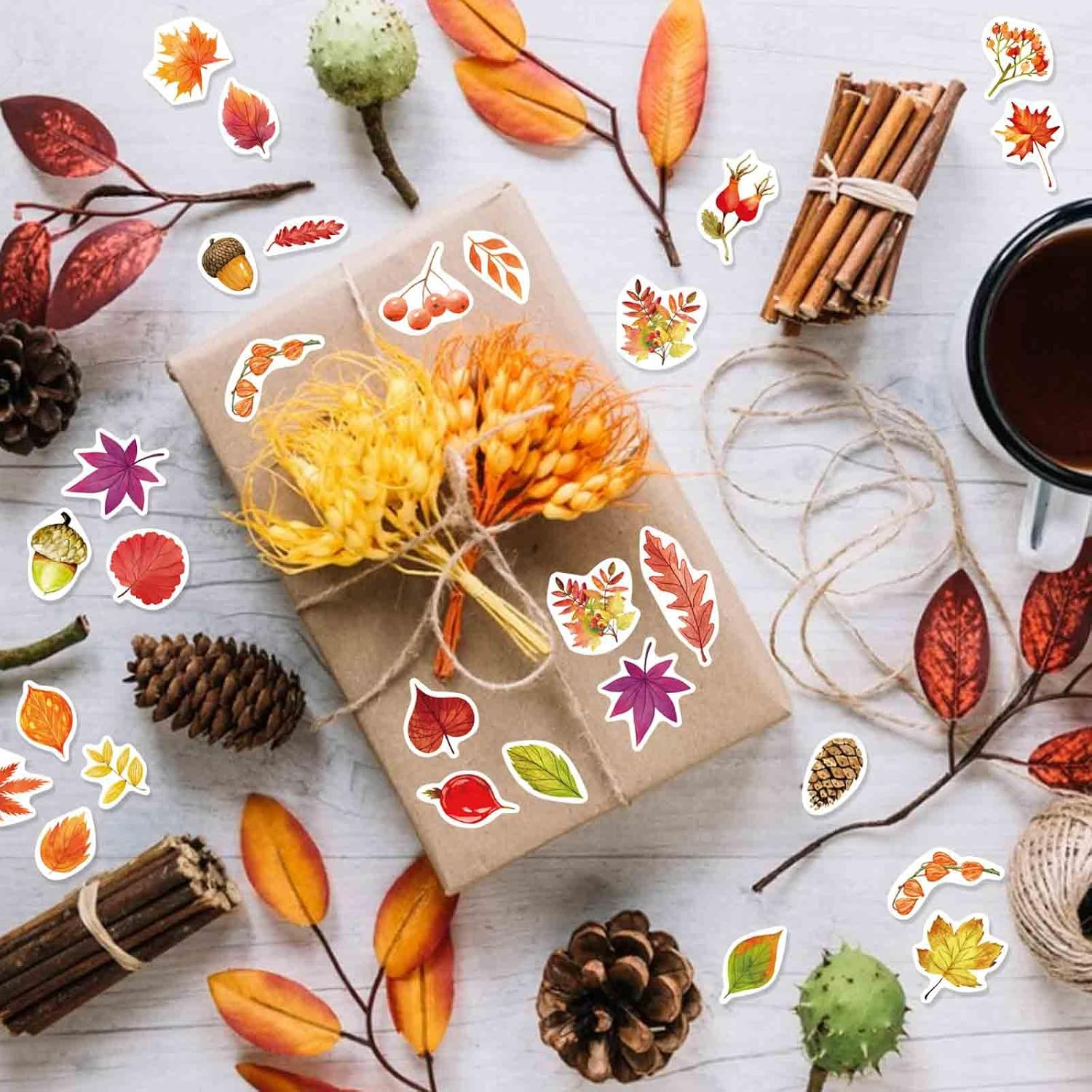 32 Sheets Fall Maple Leaves Stickers - Self Adhesive Autumn Stickers, Party Supplies for Thanksgiving, Harvest & November Decor - Image 4
