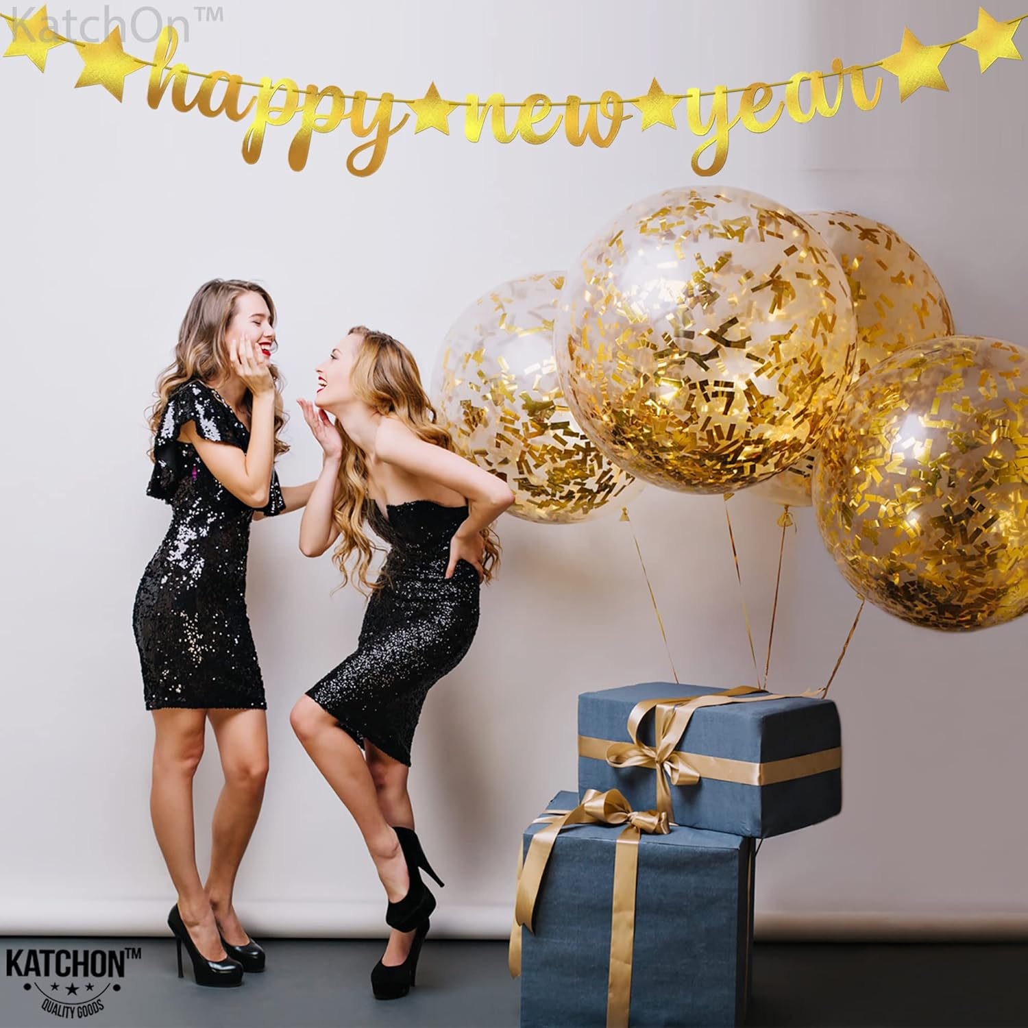 , Shiny Gold Happy New Year Banner - No DIY, 10 Feet | New Years Eve Party Supplies 2026 | New Years Eve Banner for Happy Decorations 2026, NYE Decorations 2026 - Image 3