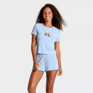Women'S Pointelle Short Sleeve Top and Shorts Pajama Set - Wild Fable