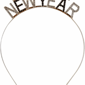Happy New Year Headband Tiara,Rhinestone Star New Year Headband,New Years Eve Party Supplies(Black Silver)
