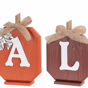 Fall Decorations for Home, Pumpkin Wood Sign with Fall Lettered for Fall Decor, Decorative Wooden Block Set Thanksgiving Decor for Tables, Tiered Tray, Mantel, Thanksgiving