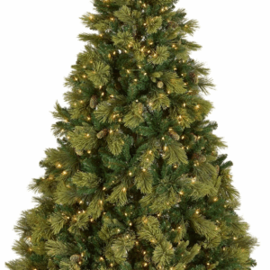 Carolina Pine 7.5 Foot Artificial Holiday Prelit Christmas Tree W/750 Clear Lights, Pinecones, 1399 Branch Tips and Metal Stand