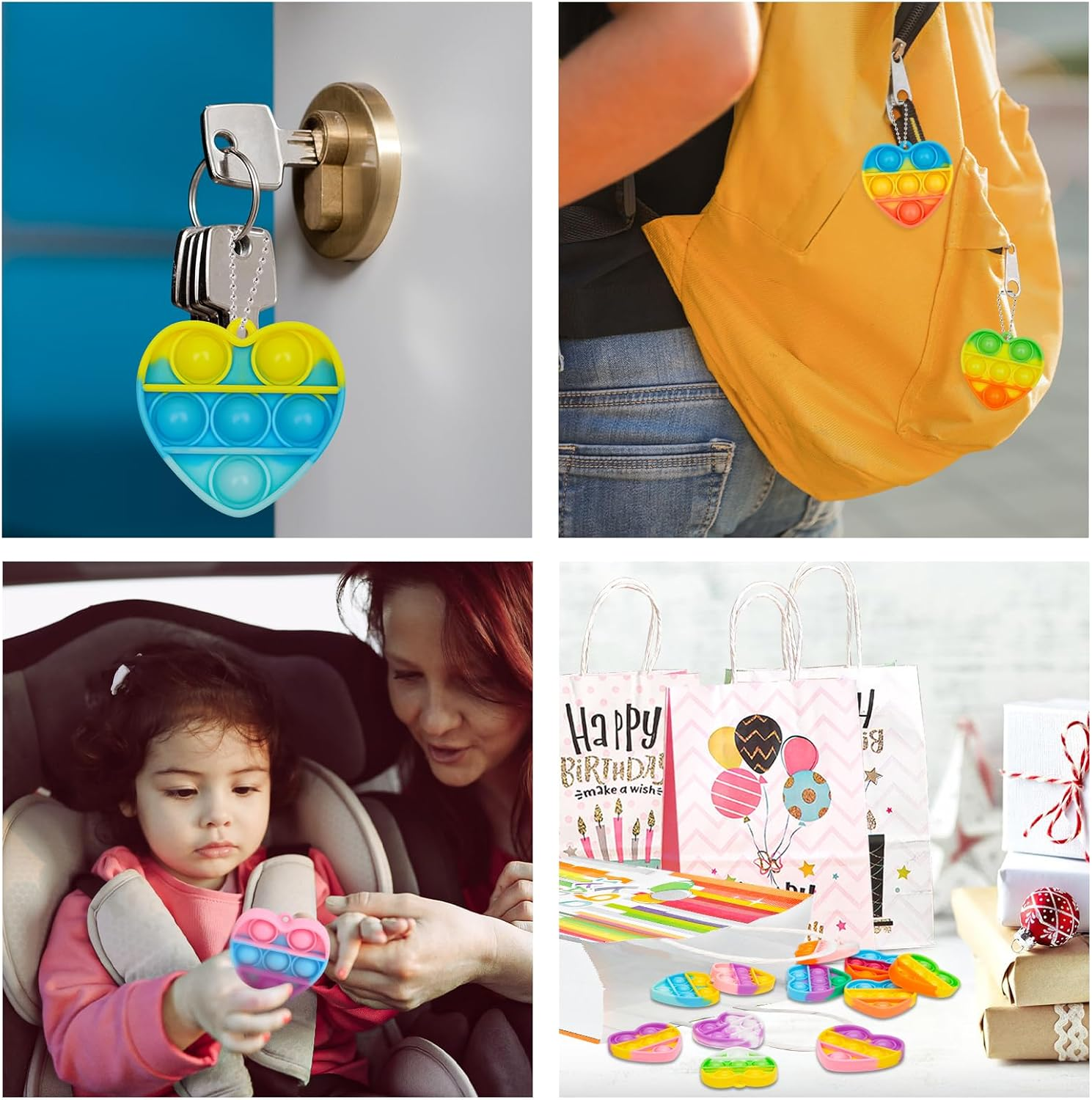 Pop Fidget Toys Bulk Its Valentines Day Gifts for Kids 30 Pack Valentines for Kids Classroom Valentines Day Party Favors Mini Heart Pop Fidget Keychain It Bulk Toys Valentine Goodie Bags Boys Girls - Image 5