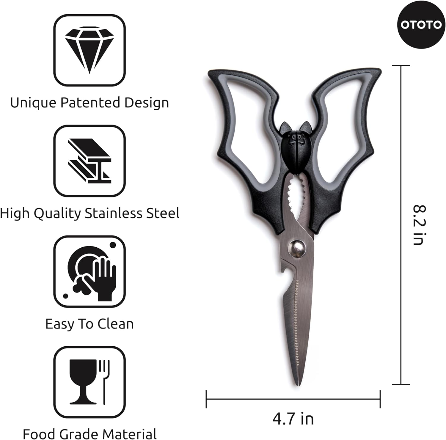 Elizabat Kitchen Scissors - Halloween Goth Cute Bat Kitchen Shears, Gothic Scissors Utensils - Spooky Bats Halloween Gifts, Cute Gadgets - Image 5