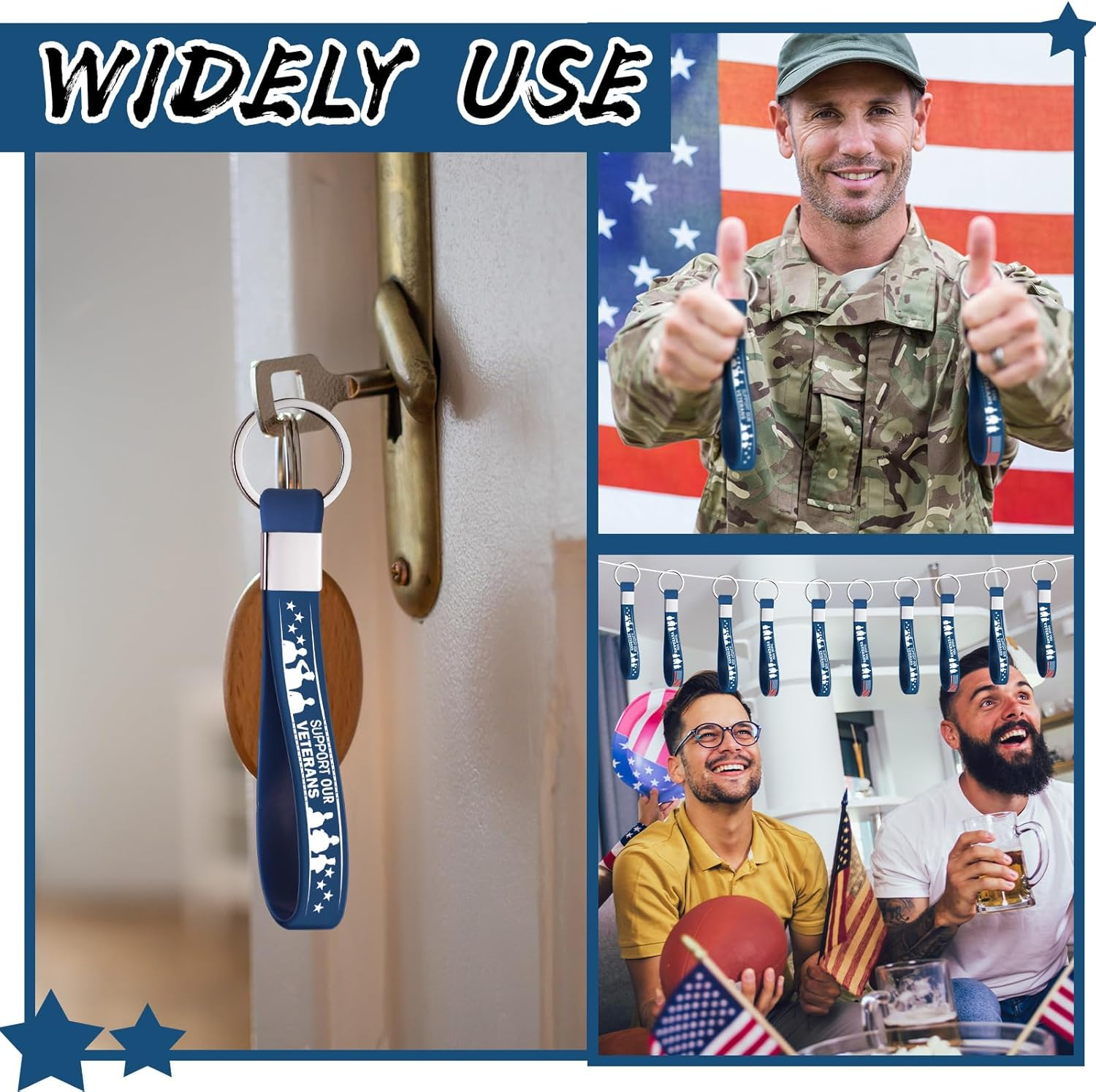 200 Pcs Veterans Day Gift Silicone Keychain Gifts Set Military Day Party Favors Bulk Patriotic Party Decoration Supplies - Image 7