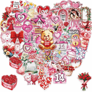 100PCS Valentine'S Day Stickers, Non-Repeating Vinyl Waterproof Romantic Stickers for Laptops, Water Bottles, Scooters, Valentine'S Day Wall, Window Decorations