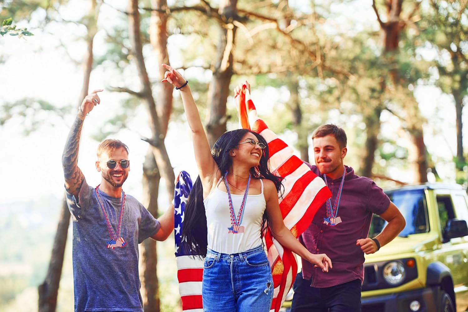 100PCS 4Th of July Accessories Necklaces: Blue White and Red Beads Bulk, Patriotic Party Independence Memorial Day Favors Toys Decorations - Image 6